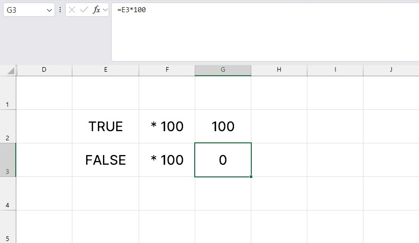 엑셀 논리값 True False 곱하기 원리